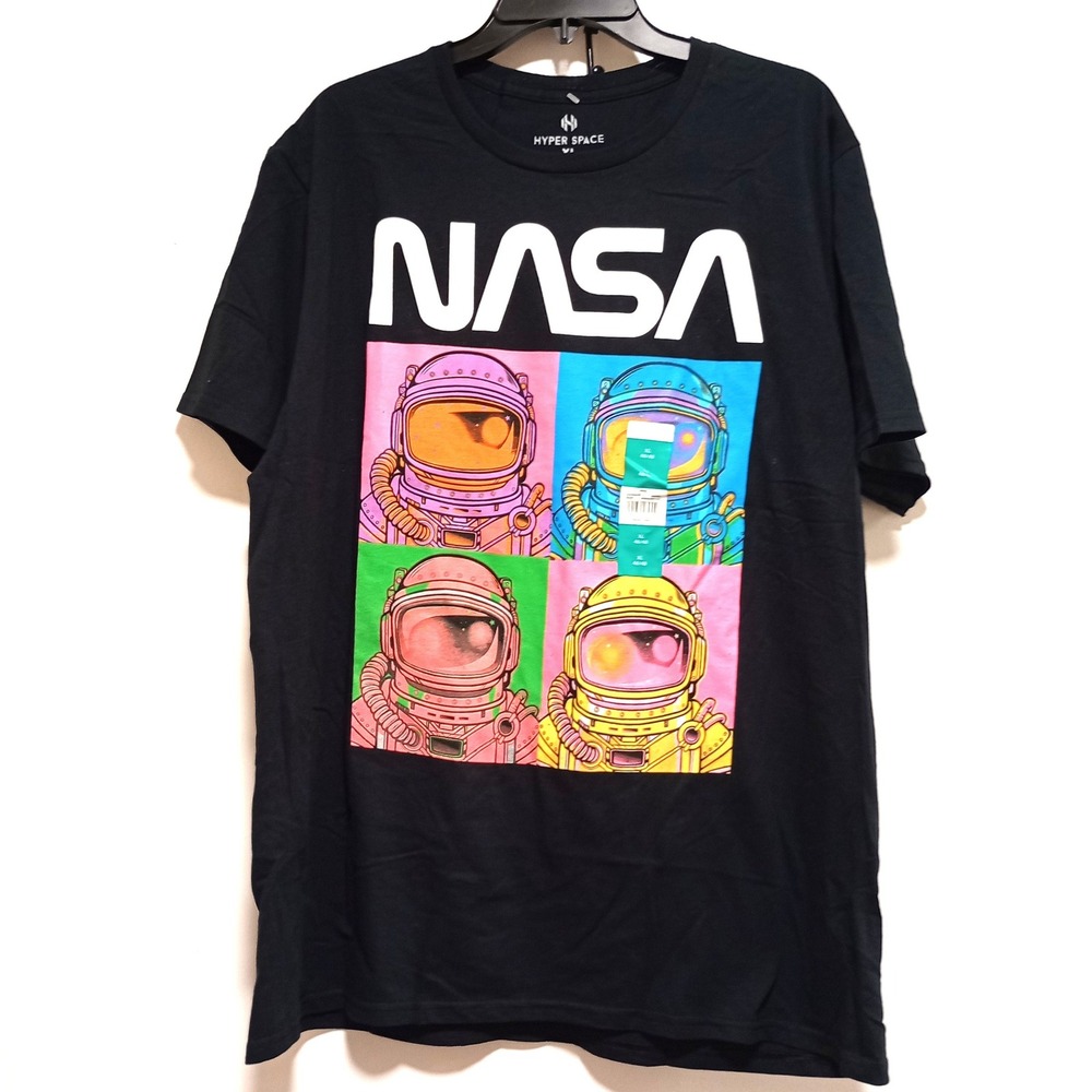 Hyper Space NASA T-Shirt XL Black Pop Art Astronaut Graphic Tee New With Tags